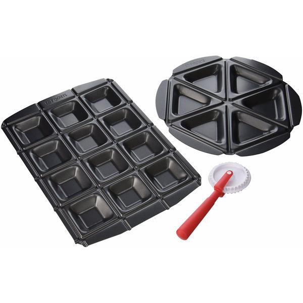 EZ Pockets EZ-1000 Gray Non-Stick Steel 4-Piece Baking Kit with Cutting Tool and Recipe Book