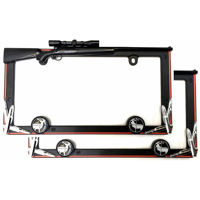 Cruiser Accessories 19656 Hunting License Plate Frame, Matte Black/Orange w/fastener cap