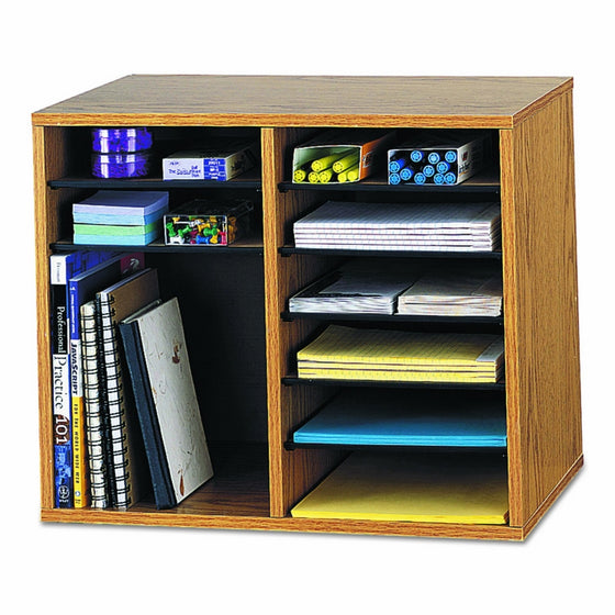 Safco Products 9420MO Wood Adjustable Literature Organizer. 12 Compartment, Oak