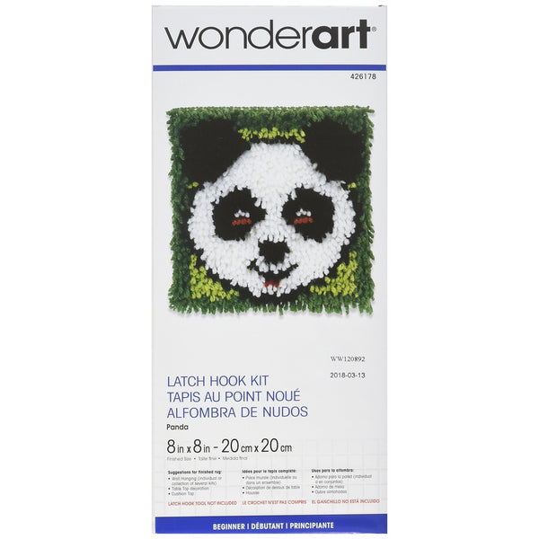 Wonderart Panda Latch Hook Kit, 8" X 8"