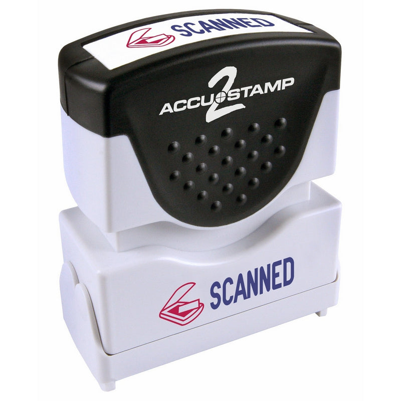 Accustamp Pre-Inked Message Stamp, "SCANNED" , 1/2" x 1-5/8" Impression, Red and Blue Ink (035606)