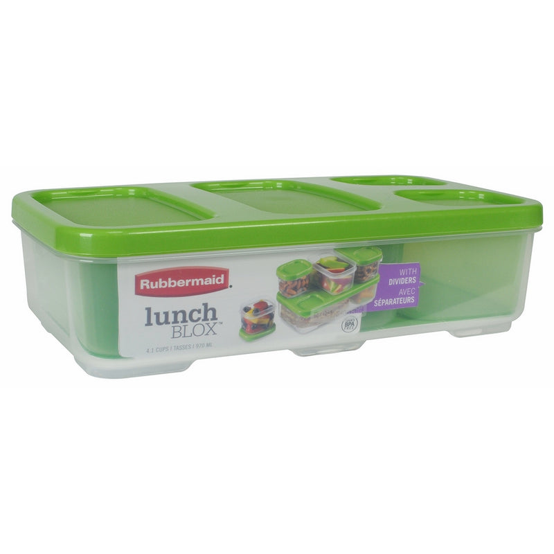 Rubbermaid Entree Container with Dividers & Lid, Green