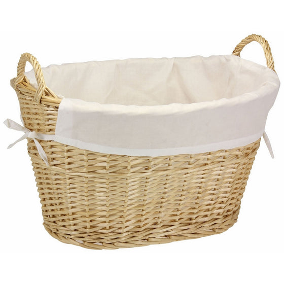 Household Essentials ML-5569 Willow Wicker Laundry Basket with Handles and Liner | Natural Brown