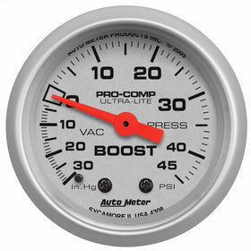Auto Meter 4308 Ultra-Lite Mechanical Boost/Vacuum Gauge