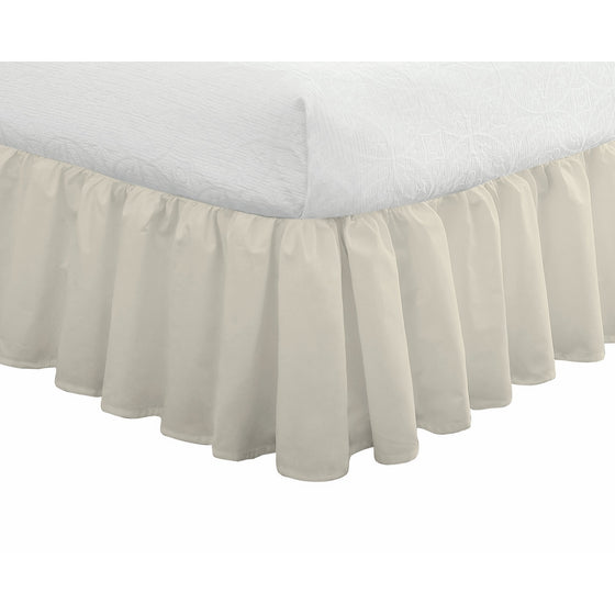 Fresh Ideas Bedding Ruffled Bedskirt, Classic 14” drop length, Gathered Styling, Queen, Ivory