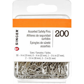Singer Asst Safety Pins Value Pack, Multisize, 200-Count