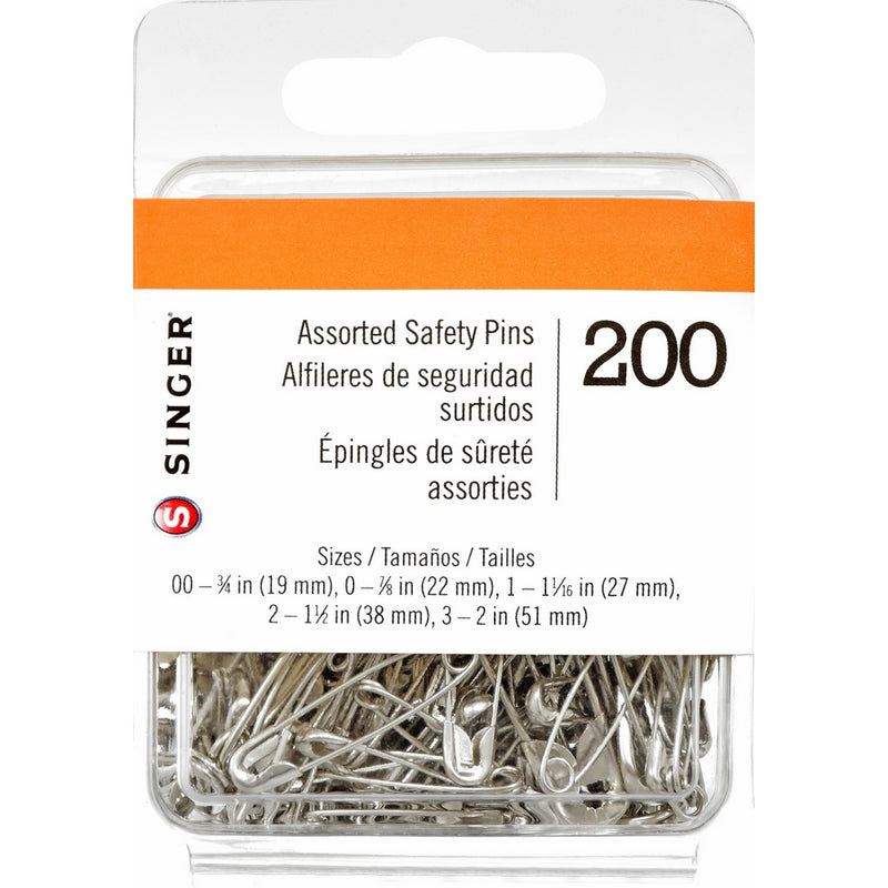Singer Asst Safety Pins Value Pack, Multisize, 200-Count