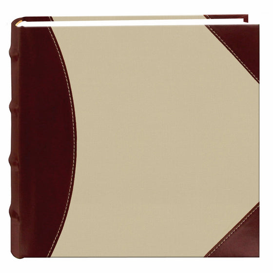 Pioneer High Capacity Sewn Fabric and Leatherette Cover Photo Album, Brown on Beige