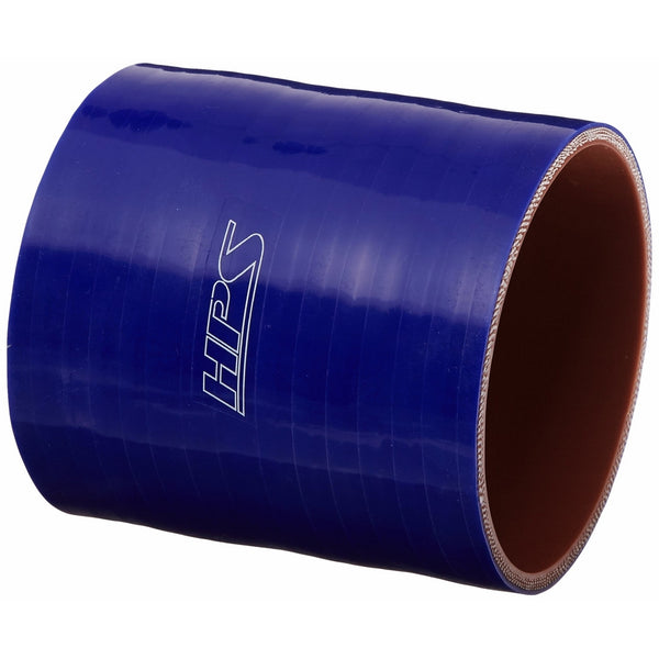 HPS HTSC-350-L4-BLUE Silicone High Temperature 4-ply Reinforced Straight Coupler Hose, 70 PSI Maximum Pressure, 4" Length, 3-1/2" ID, Blue