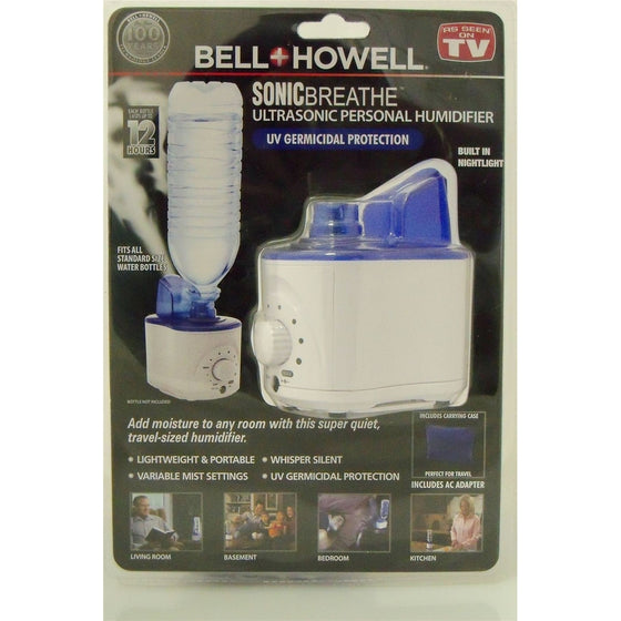 BellHowell Ultrasonic Personal Portable Humidifier-Cool Mist- lasts up to 12 hours per water bottle