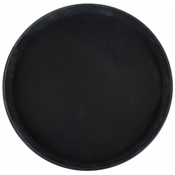 Winco Round Fiberglass Tray with Non-Slip Surface, 14-Inch, Black