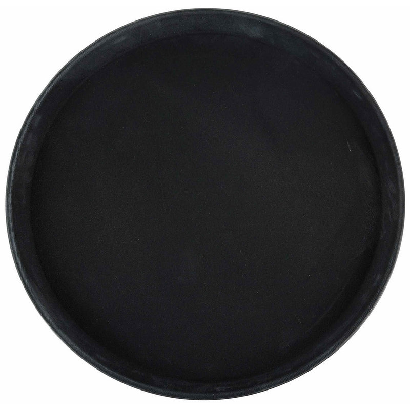 Winco Round Fiberglass Tray with Non-Slip Surface, 14-Inch, Black