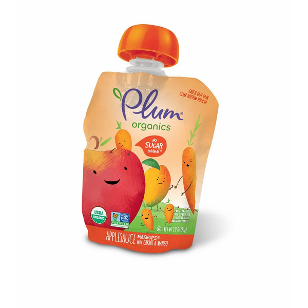 Plum Organics Mashups, Organic Kids Applesauce, Carrot & Mango, 3.17 Oz, 4 count (Pack of 6)