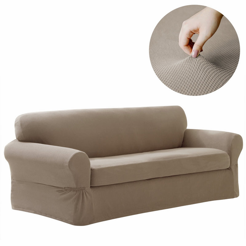 Maytex Pixel Stretch 2-Piece Sofa Furniture Cover / Slipcover, Sand