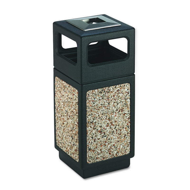 Safco Products 9470NC Canmeleon Aggregate Panel Trash Can, Ash Urn/Side Open, 15-Gallon, Black
