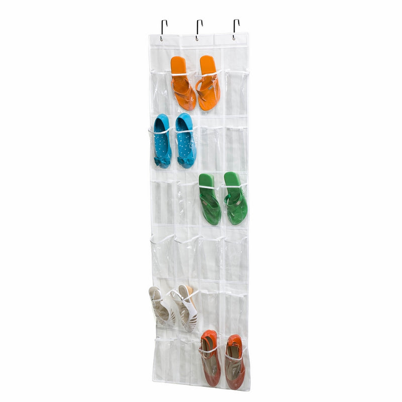 Honey-Can-Do Hanging PEVA 24 Pocket Over the Door Shoe Rack White