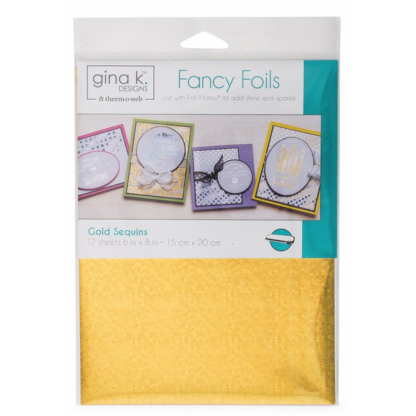 Gina K. Designs Fancy Foils 6"x8" Sheets 12 Sheets per Pack (Gold Sequins)