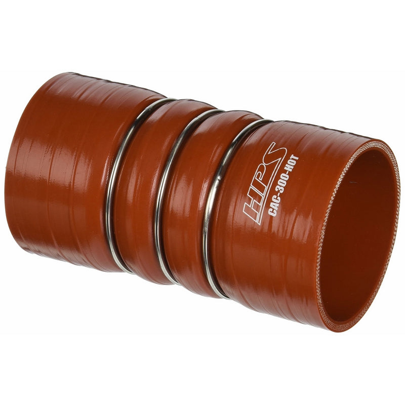 HPS CAC-300-HOT Silicone High Temperature 4-ply Aramid Reinforced Charge Air Cooler CAC Hose Hot Side, 100 PSI Maximum Pressure, 6" Length, 3" ID, Orange