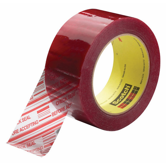 Scotch Printed Message CHECK SEAL BEFORE ACCEPTING Box Sealing Tape 3779 Clear, 48 mm x 100 m, Conveniently Packaged (Pack of 1)
