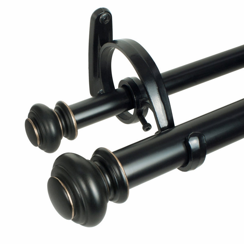 Decopolitan Beme 36-72" 1" Urn Double Rod Set in Antique Black