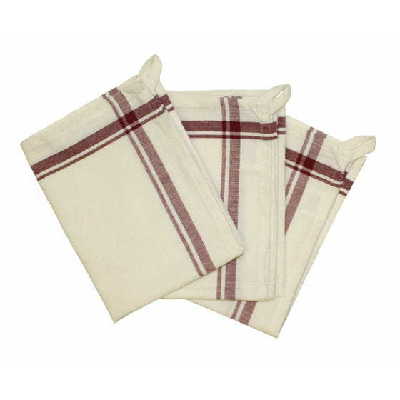 Aunt Martha's 3-Pack Retro Maroon Striped Dish Towels, 18 by 28-Inch