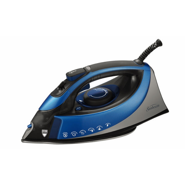 Sunbeam Turbo Steam 1500 Watt XL-size Anti-Drip Non-Stick Soleplate Iron with Shot of Steam/Vertical Shot feature and 10' 360-degree Swivel Cord, Grey/Blue, GCSBCS-200-000