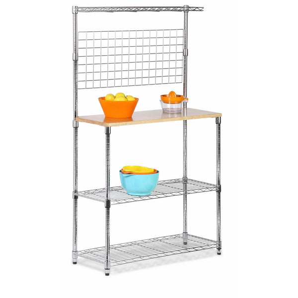Honey-Can-Do SHF-01608 Bakers Rack with Kitchen Storage, Steel and Wood