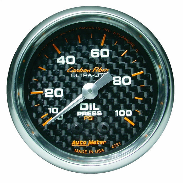 Auto Meter 4721 Carbon Fiber Mechanical Oil Pressure Gauge