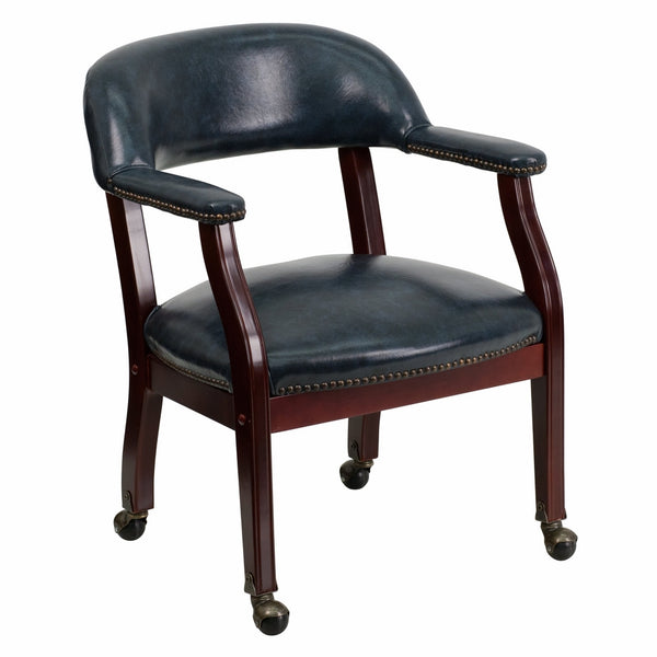 Flash Furniture Navy Vinyl Luxurious Conference Chair with Casters