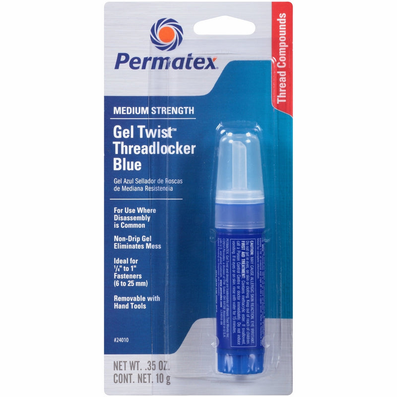 Permatex 24010-6PK Medium Strength Threadlocker Blue Gel, 10 g Gel Twist Applicator (Pack of 6)