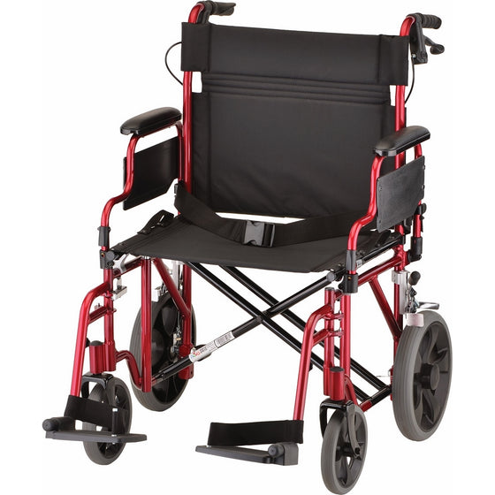 NOVA Medical Products 22" Heavy Duty Transport Wheelchair, Red