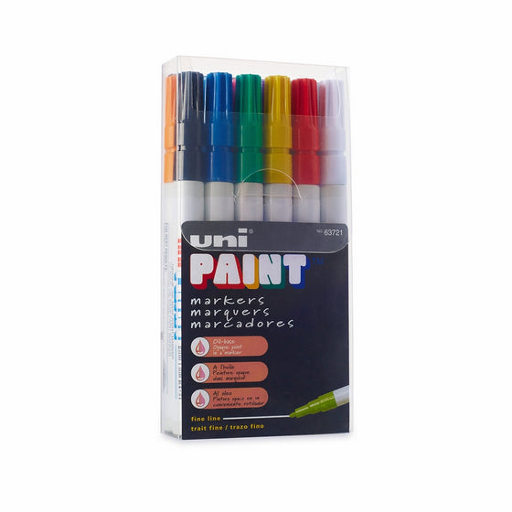 Uni-Paint PX-21 Oil-Based Paint Marker, Fine Point, Assorted Colors, 12-Count