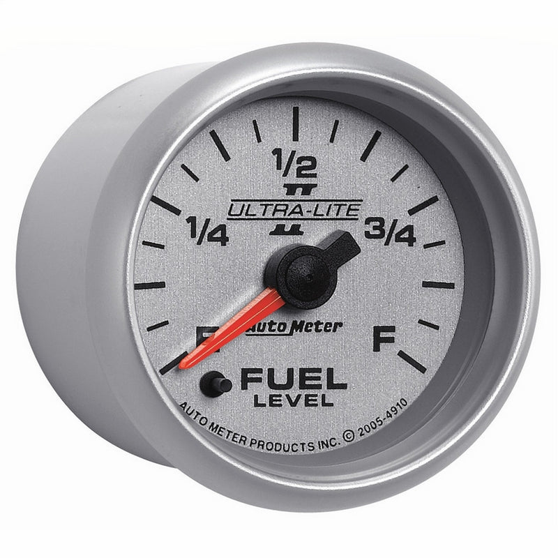 Auto Meter 4910 Ultra-Lite II 2-1/16" 0-280 ohms Full Sweep Electric Fuel Level Programmable Empty - Full Range Gauge