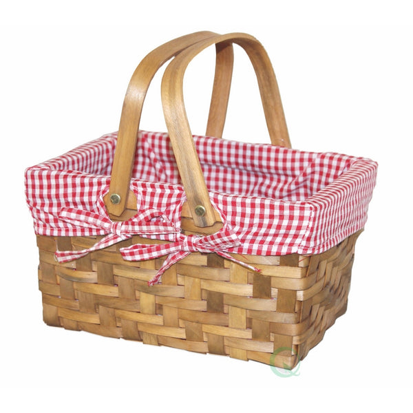 Vintiquewise TM Rectangular Basket Lined with Gingham Lining, Small