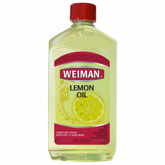 Weiman Lemon Oil Wood Polish - 16 Fluid Ounce - UV Protection, Gently Cleans, Protects, Moisturizes, Restores and Conditions Wood
