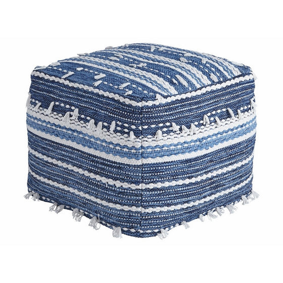 Ashley Furniture Signature Design - Anthony Pouf - Comfortable Footrest & Ottoman - Contemporary - Blue/White