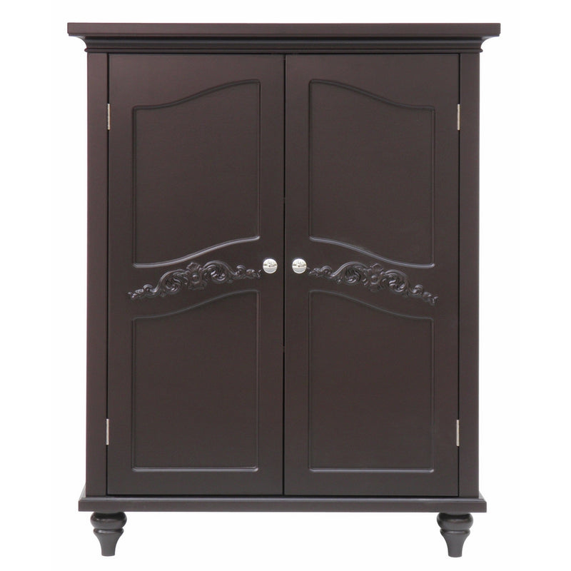 Elegant Home Fashion Vera 2-Door Floor Cabinet, Dark Espresso