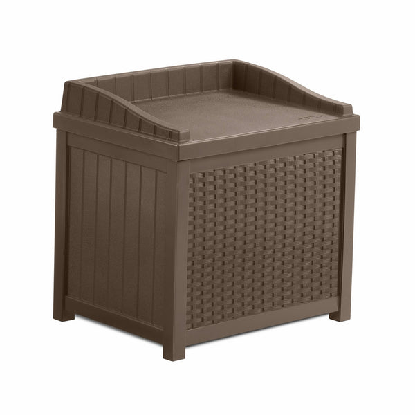 Suncast SSW1200 Mocha Resin Wicker 22- Gallon Storage Seat