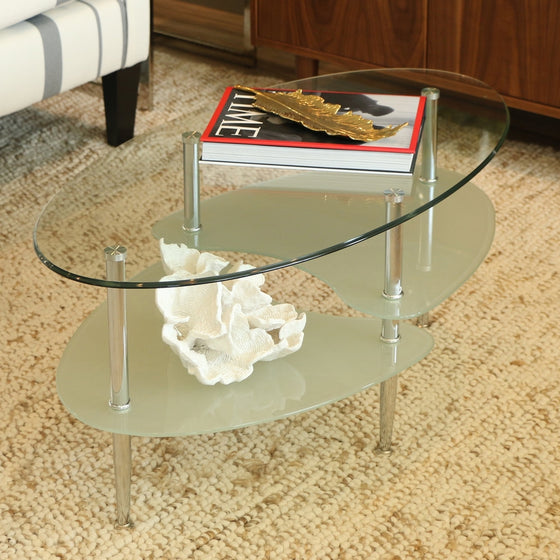 Walker Edison Glass Oval Coffee Table