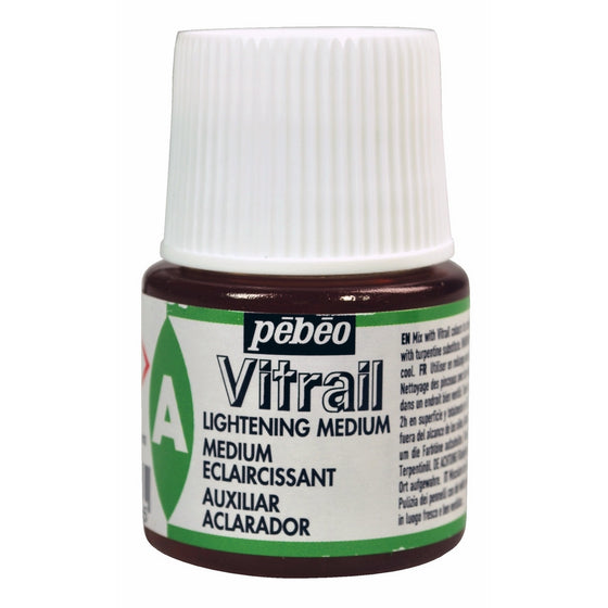 Pebeo Vitrail, Stained Glass Effect Paint Auxiliaries, 45 ml Bottle - Lightening Medium