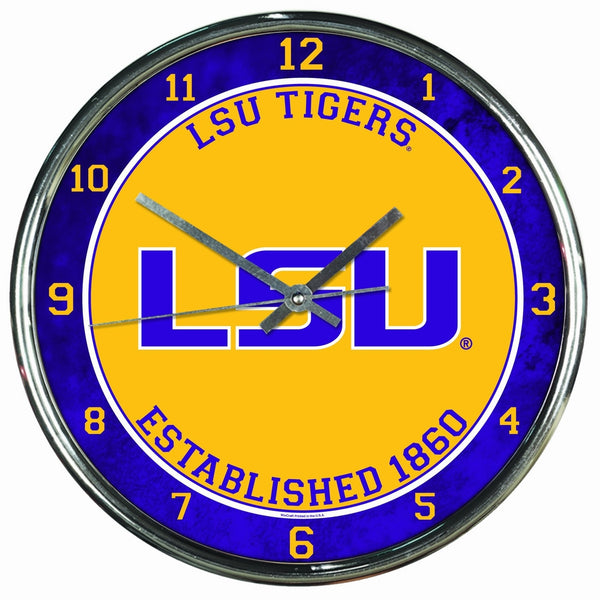 WinCraft NCAA LSU Tigers Chrome Clock, 12" x 12"