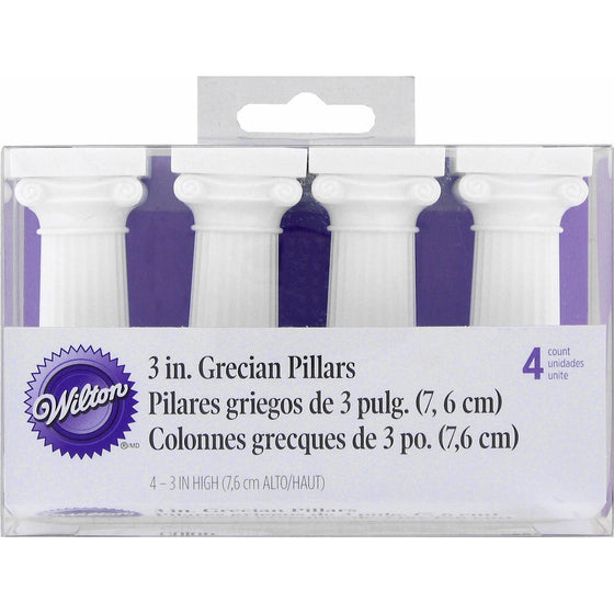 Wilton 303-3606 4-Pack Grecian Pillars for Cakes, 3-Inch