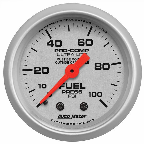 Auto Meter 4312 Ultra-Lite Mechanical Fuel Pressure Gauge