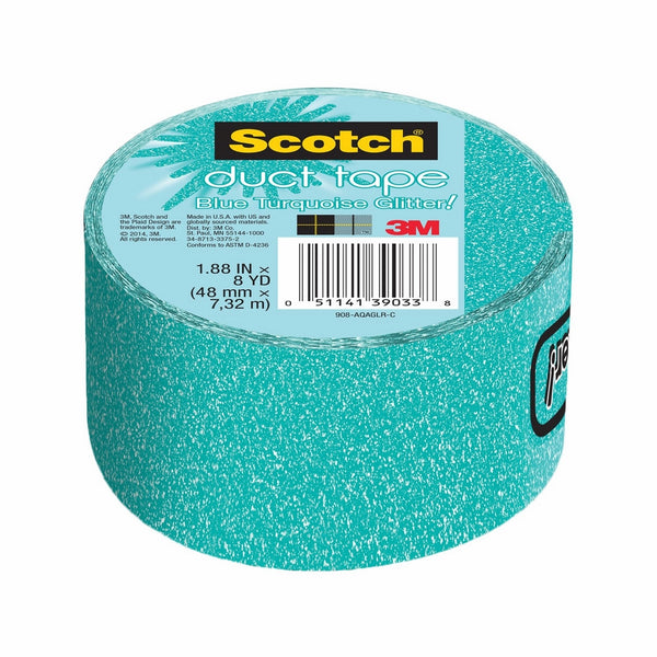 Scotch Duct Tape, Blue Turquoise Glitter, 1.88-Inch x 8-Yard