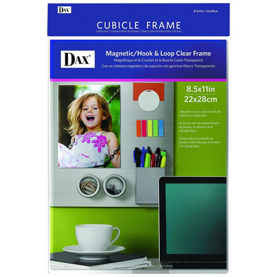 DAX N140285M Velcro Magnetic Cubicle Photo Document Frame, Acrylic, 8-1/2 x 11 Inches, Clear