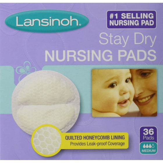 Lansinoh Stay Dry Nursing Pads Medium 36 Each (Pack of 2)