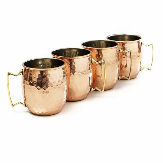 Moscow Mule Hammered Copper 20 Ounce Drinking Mug, Set of 4