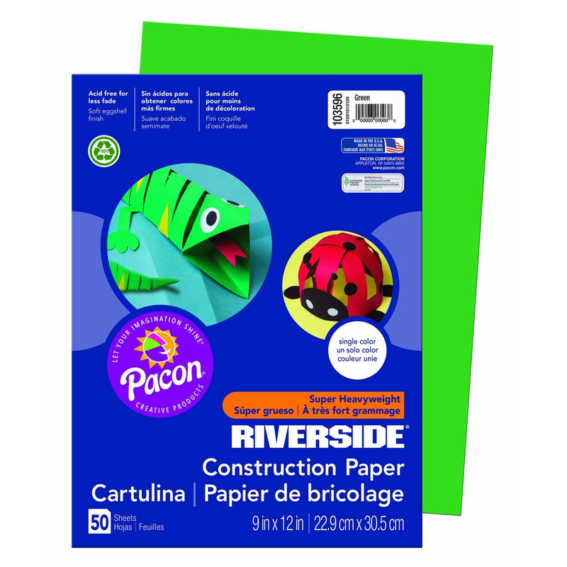 Riverside 3D Construction Paper, Green, 9" x 12", 50 Sheets