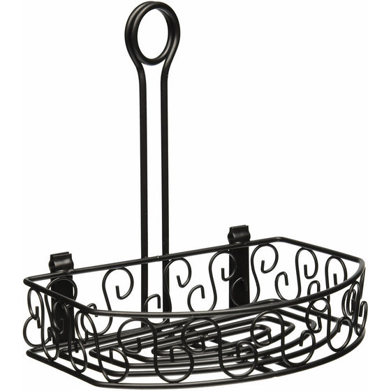 Winco WBKH-6SB Round Black Wire Condiment Caddy with Straight Back, 6.25-Inch