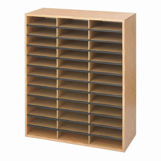 Safco Products 9403MO Literature Organizer Wood/Corrugated, 36 Compartment, Medium Oak